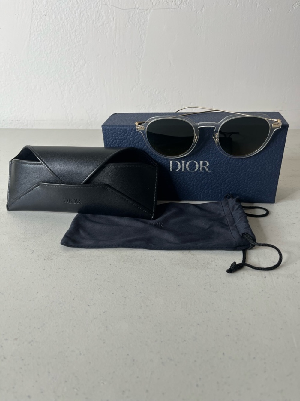 Dior Clear Acetate Sunglasses with Black Lenses